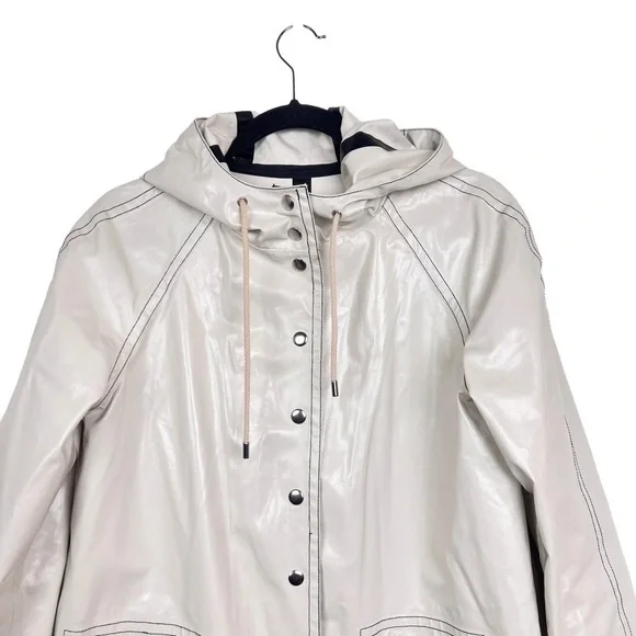 AlexaChung Ivory Hooded Coated Cotton Blend Oversized Rain Trench Coat Jacket
